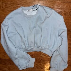 Zara Sky Blue Cropped Hoodie